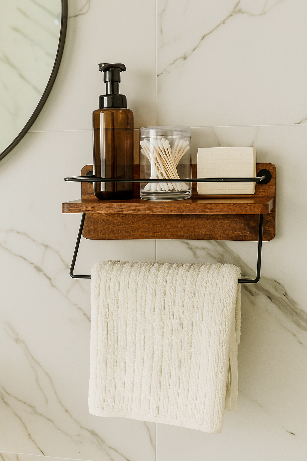 Mango Wood Wall-Mounted Towel Rack