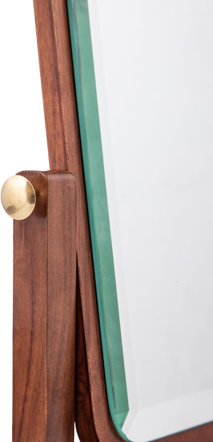 Natural Wooden Vanity Makeup Mirror – 12.5x10.5 Inch Single-Sided, 360-Degree Swivel, High-Definition Countertop Mirror – Portable & Removable Desk Mirror for Private Room & Personal Use