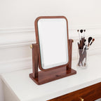 Natural Wooden Vanity Makeup Mirror – 12.5x10.5 Inch Single-Sided, 360-Degree Swivel, High-Definition Countertop Mirror – Portable & Removable Desk Mirror for Private Room & Personal Use