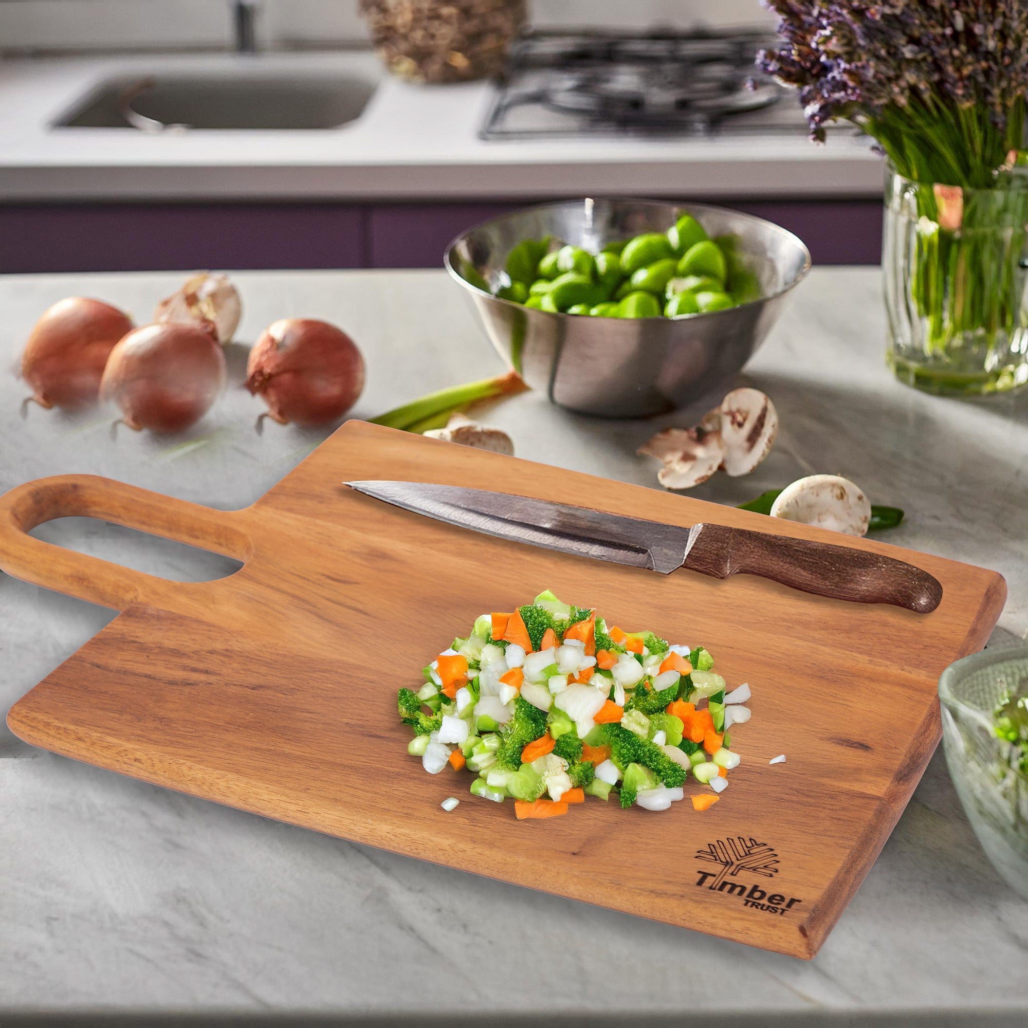 Rectangular Wooden Chopping Board with Handle