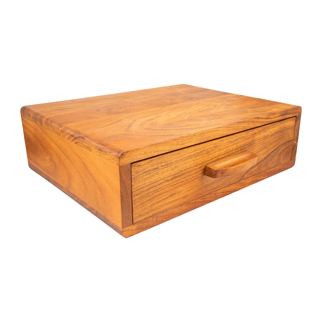 ACACIA WOOD MULTI PURPOSE WALL MOUNT DRAWER