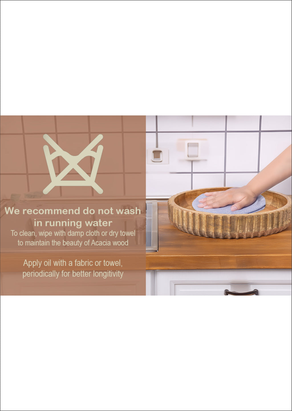 Rustic Wooden Serving Tray with Textured Edge