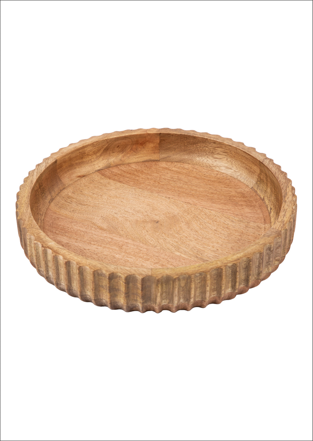 Rustic Wooden Serving Tray with Textured Edge