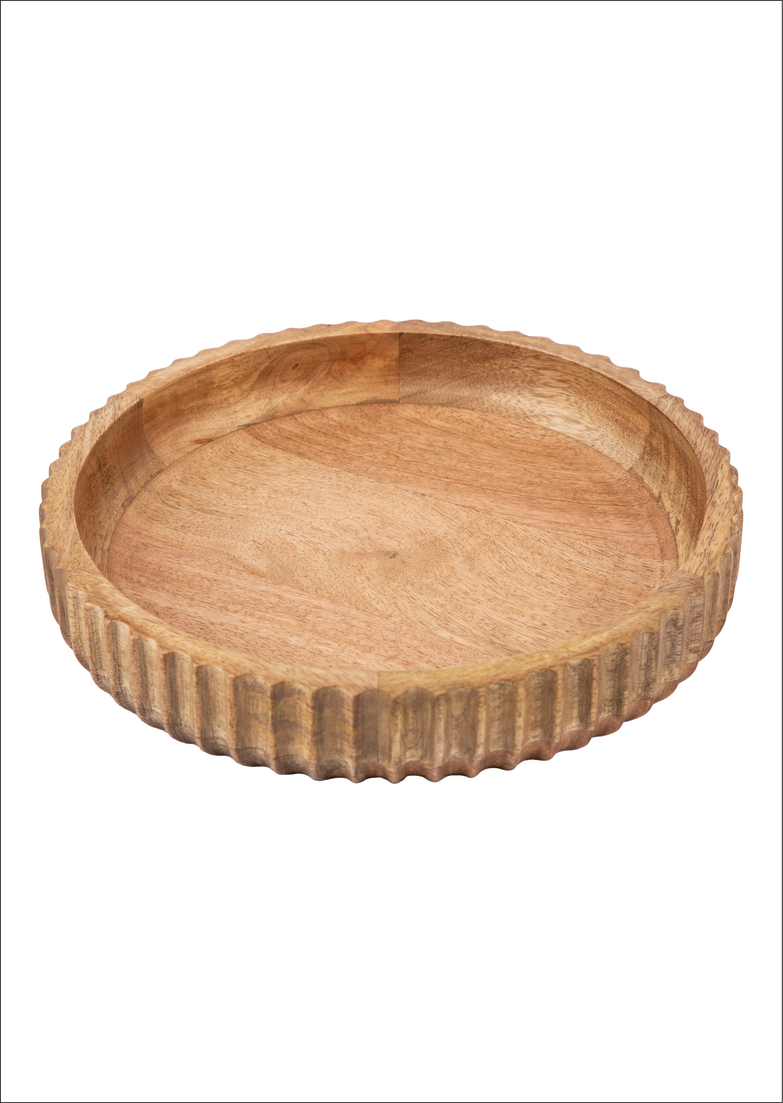 Rustic Wooden Serving Tray with Textured Edge