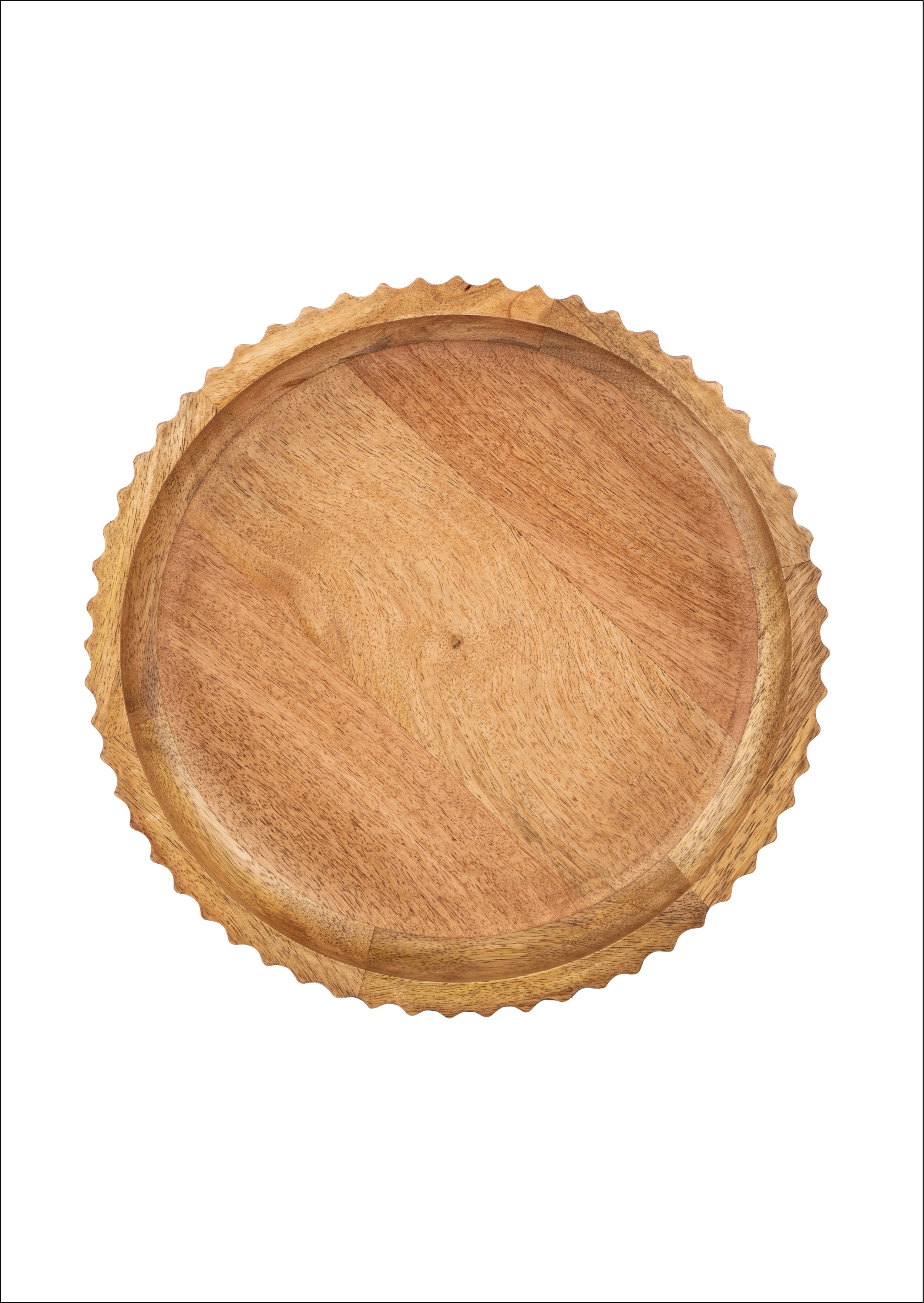 Rustic Wooden Serving Tray with Textured Edge