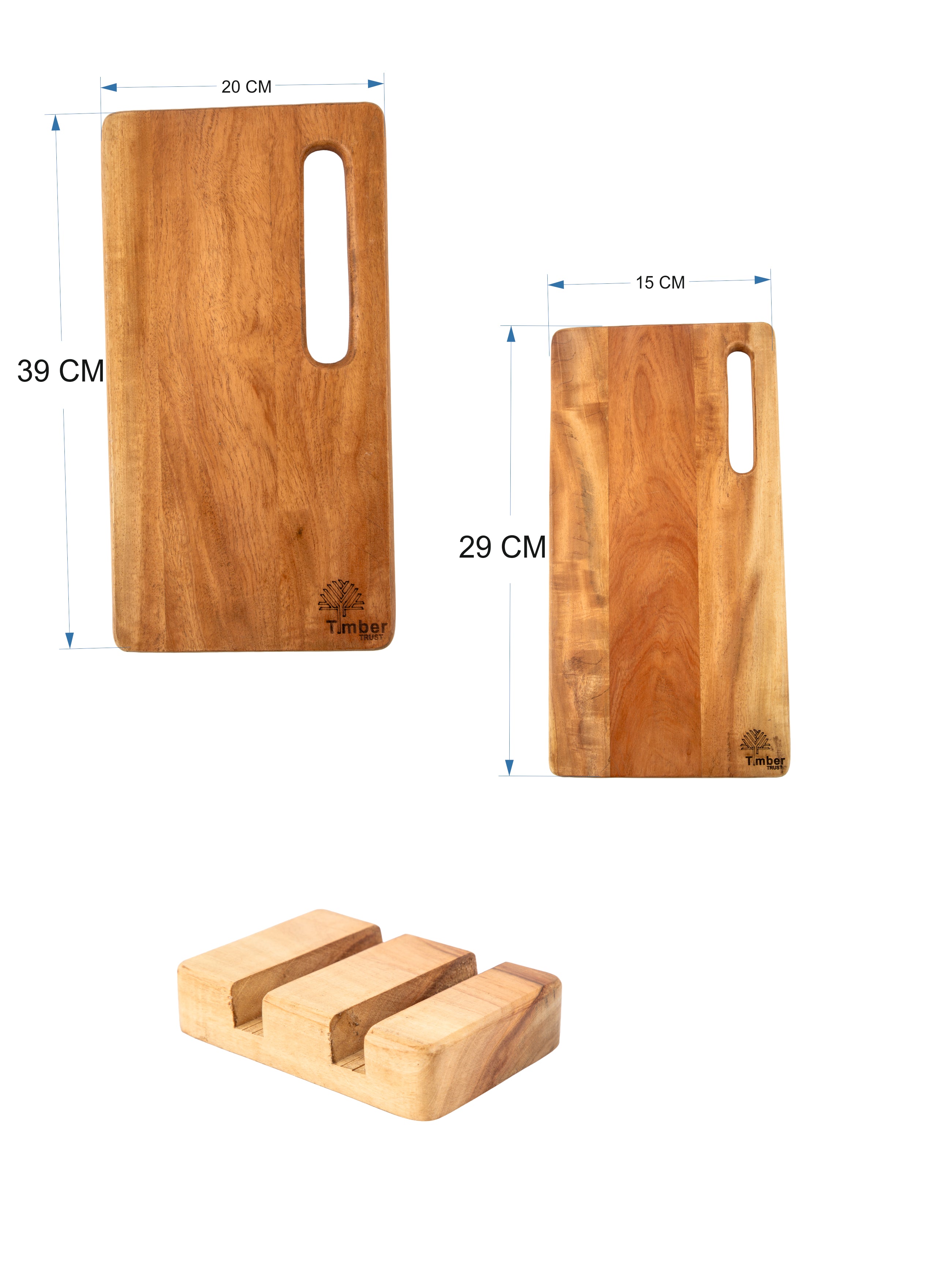 NEEM WOOD CHOPPING BOARD SET WITH STAND