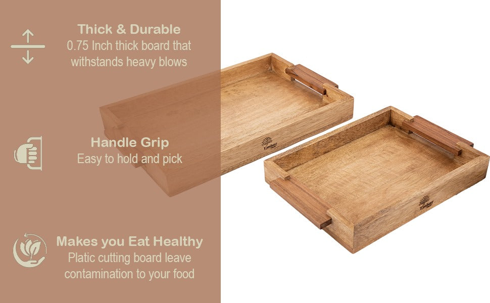 Mango Wood Serving Tray with Handles
