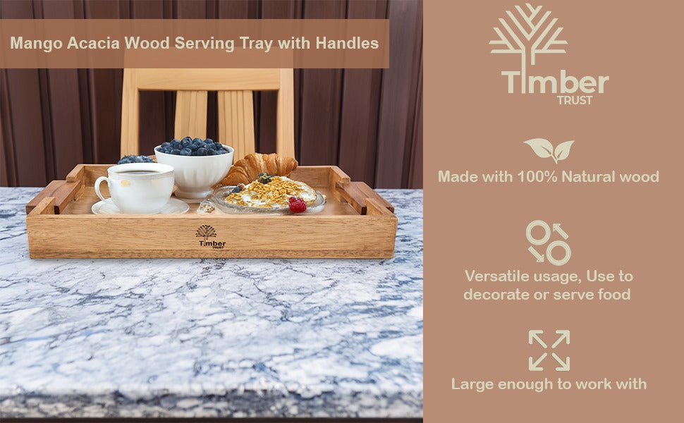 Mango Wood Serving Tray with Handles