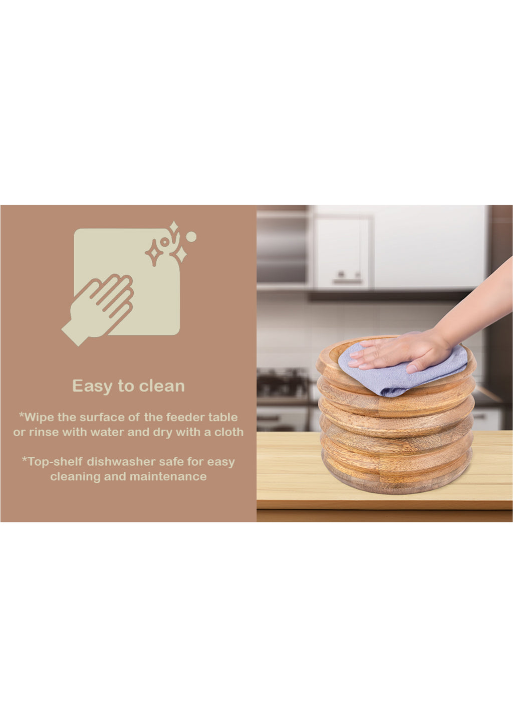 Wooden Elevated Dog Bowl Stand | Single Stainless Steel Bowls for Pets