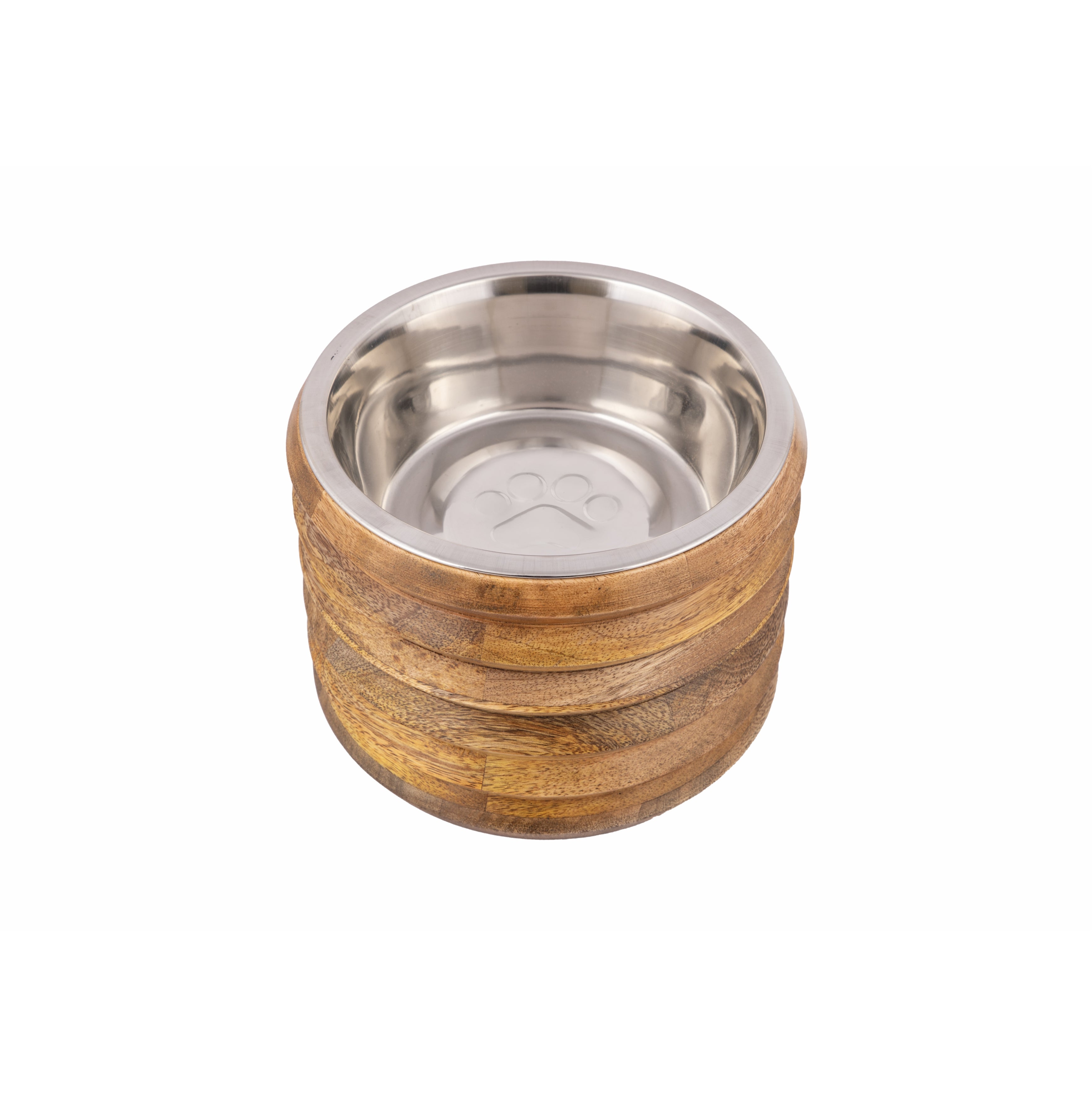 Wooden Elevated Dog Bowl Stand | Single Stainless Steel Bowls for Pets