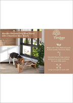 Wooden Elevated Dog Bowl Stand – 5 Inches Raised Feeder with 2 Stainless Steel Bowls for Pets