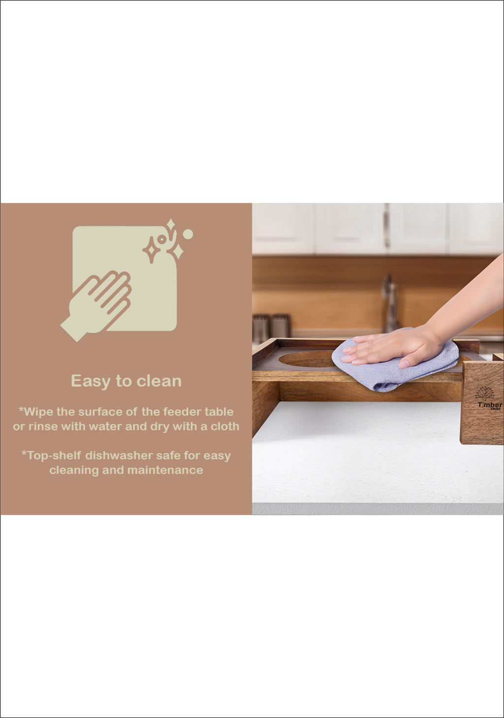 Wooden Elevated Dog Bowl Stand – 5 Inches Raised Feeder with 2 Stainless Steel Bowls for Pets