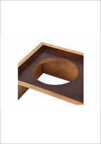 Wooden Elevated Dog Bowl Stand – 5 Inches Raised Feeder with 2 Stainless Steel Bowls for Pets