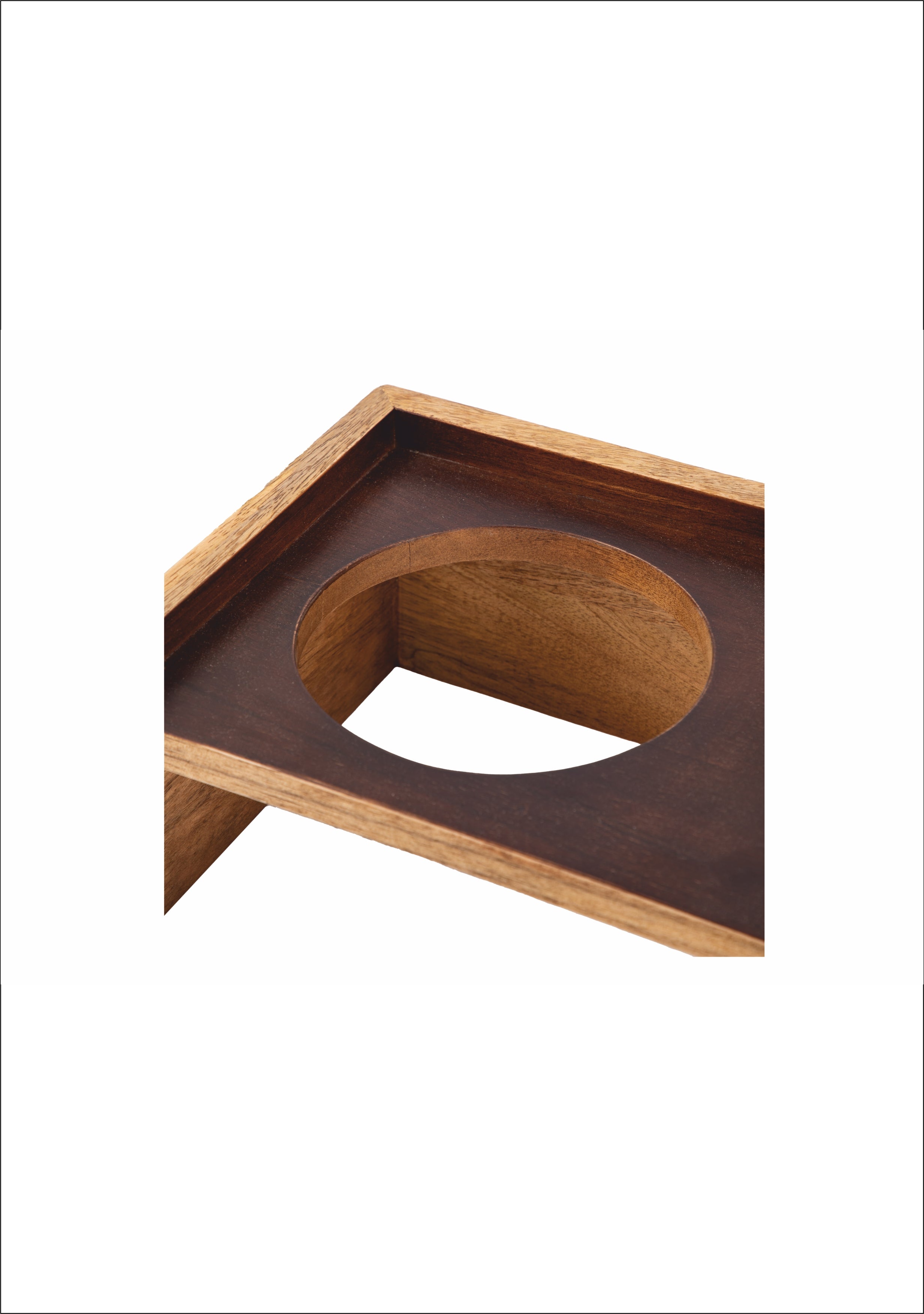 Wooden Elevated Dog Bowl Stand – 5 Inches Raised Feeder with 2 Stainless Steel Bowls for Pets