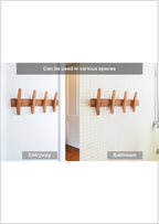 Wooden Wall Hooks, Rustic Wood Wall Hook, Heavy-Duty Coat Hooks, Ideal for Hanging Towels, Clothes, Hats, Bags & Keys