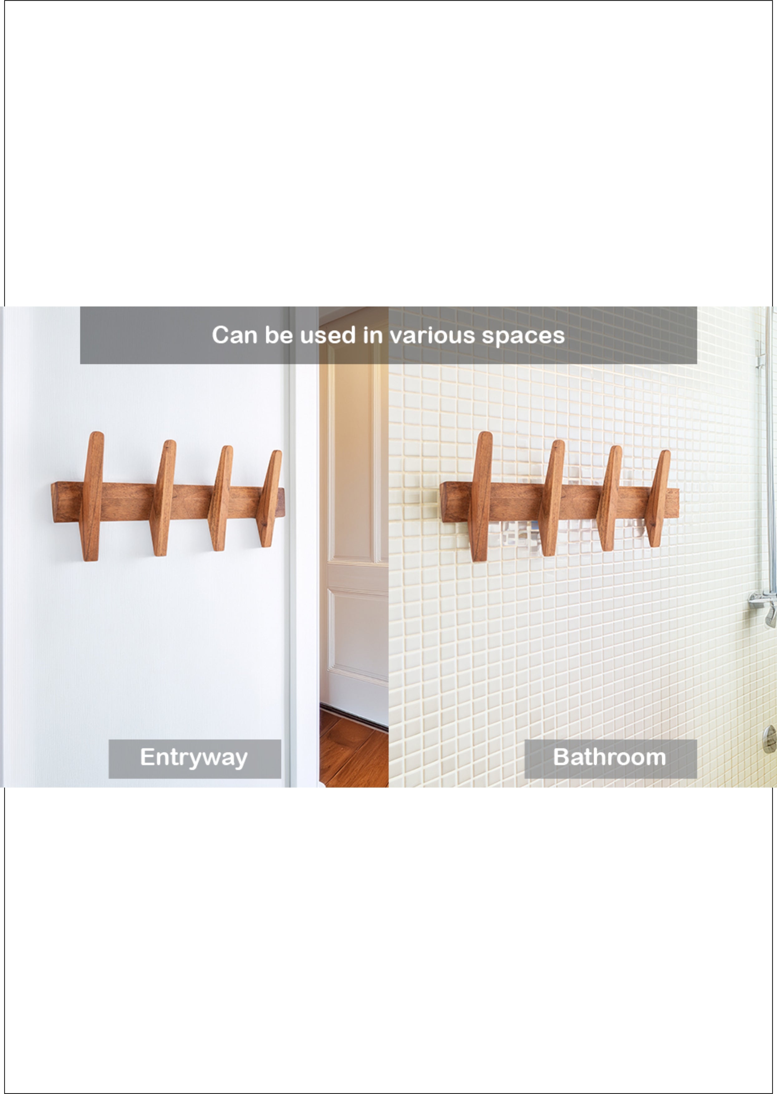 Wooden Wall Hooks, Rustic Wood Wall Hook, Heavy-Duty Coat Hooks, Ideal for Hanging Towels, Clothes, Hats, Bags & Keys