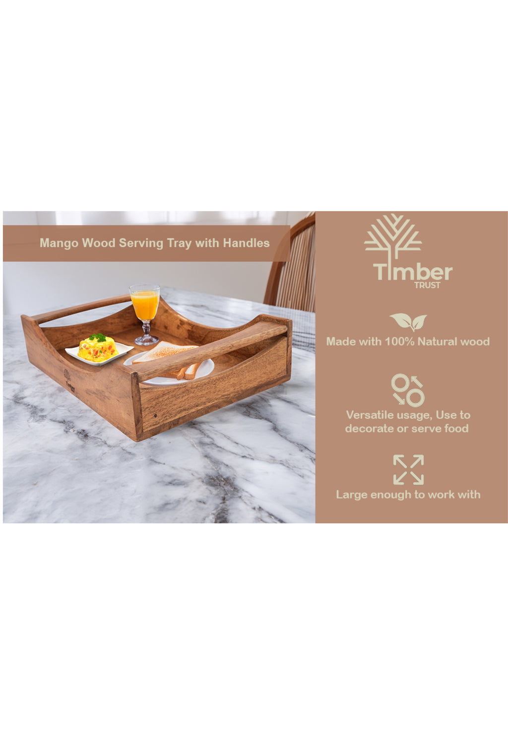 Timber Trust Solid Wood Serving Tray