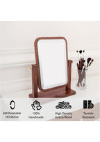 Natural Wooden Vanity Makeup Mirror – 12.5x10.5 Inch Single-Sided, 360-Degree Swivel, High-Definition Countertop Mirror – Portable & Removable Desk Mirror for Private Room & Personal Use