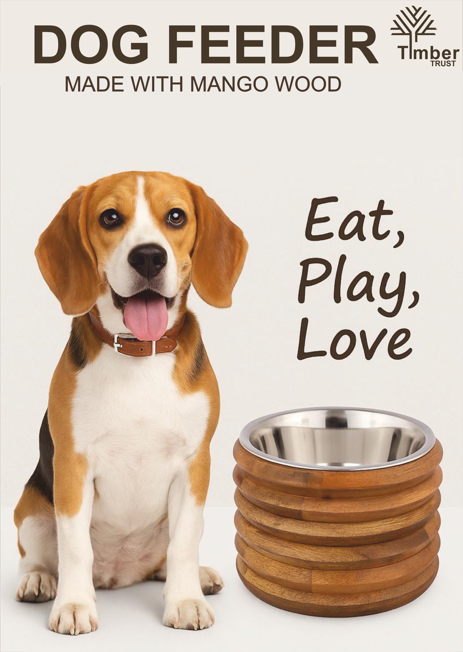 Timber Trust Elevated Wooden Dog Bowl Stand