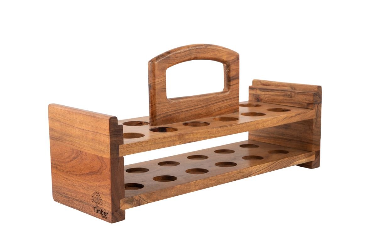 Acacia Wood Shot Glass Rack 17×6×9 Inch