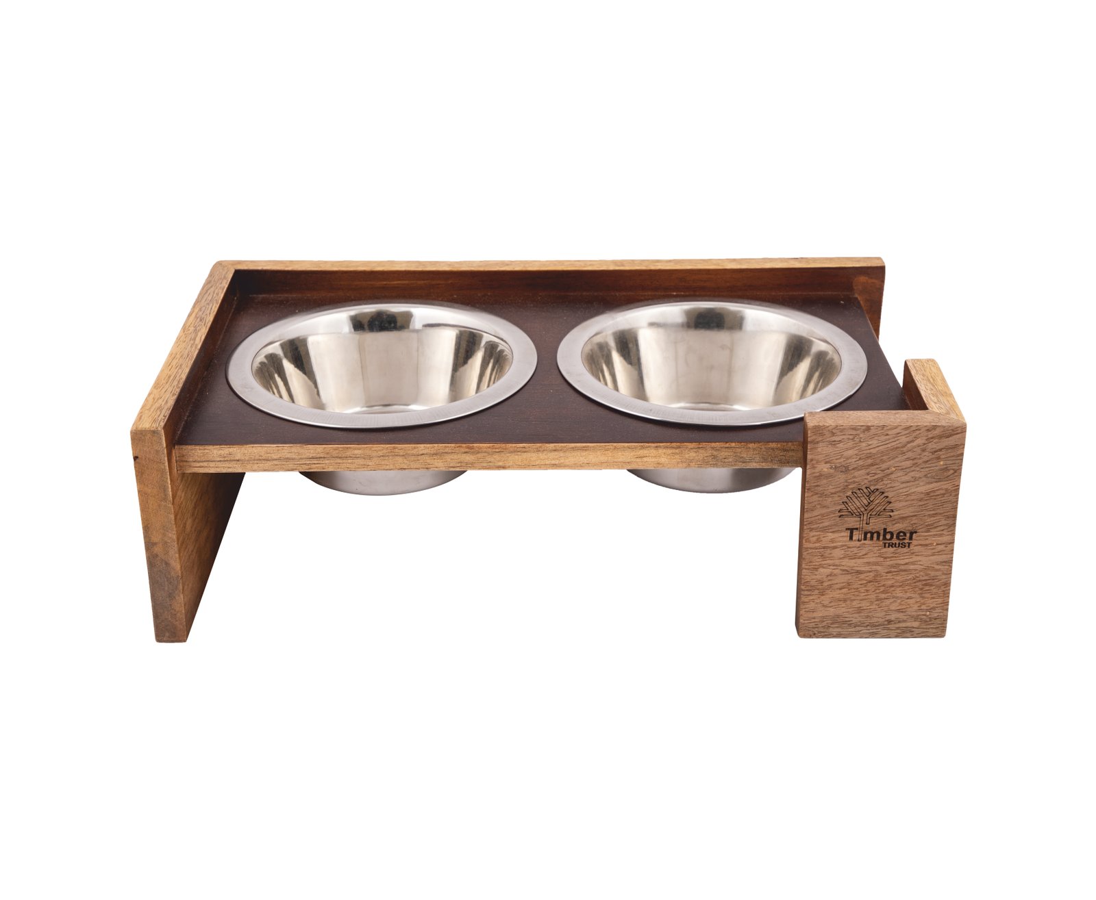 Timber Trust Elevated Wooden Double Dog Bowl Stand