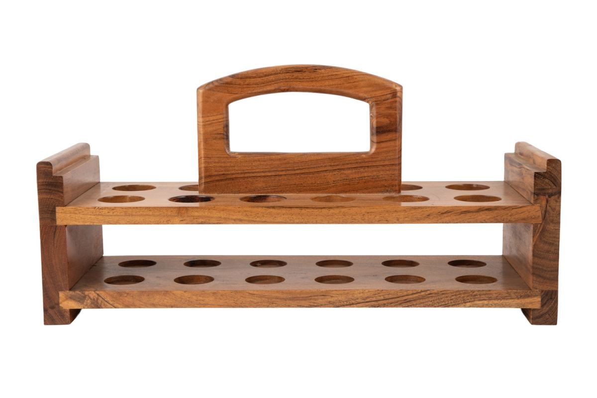 Acacia Wood Shot Glass Rack 17×6×9 Inch